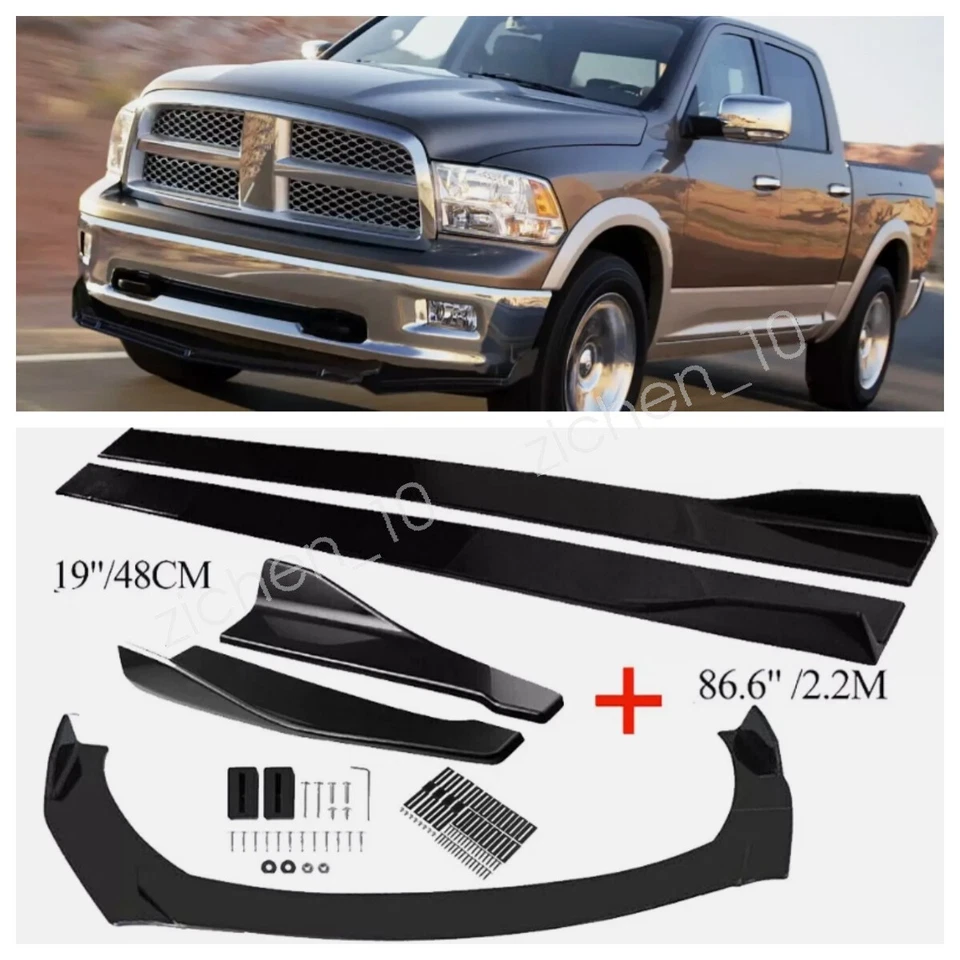 For Dodge Ram 1500 Front Bumper Lip Spoiler Splitter Body Kits Side Skirts US Foto 1 de 4
