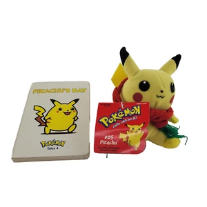 Vintage 1999 Pokemon Beanie Plüsch Pikachu #25 mit Etikett Hasbro & Pikachu Day Book - Bild 1 von 24