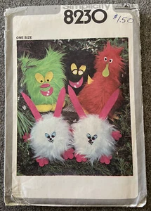 VTG 1977 Simplicity 8230 Toy Pattern Furry Furbies Fuzzy Plush Stuffed Animal FF - Picture 1 of 2