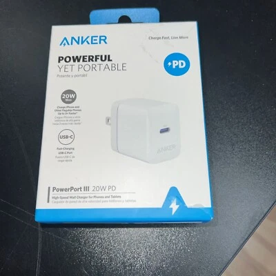 Cargador de Pared Carga Rápida Anker 20W PD USB-C - Blanco, Entrega de Energía 9V 2.2A Foto 1 de 3