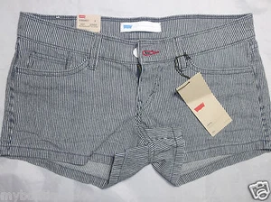 Pantalones de mezclilla informales informales a rayas azules talla corta 7/28 nuevos con etiquetas - Imagen 1 de 4
