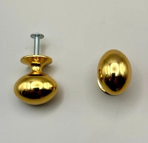 Hettich Möbelknopf Möbelknauf Schrank Schublade Küche Bad Messing Poliert Oval - Bild 1 von 5