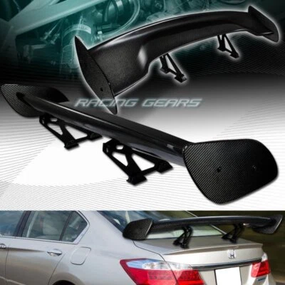 57" DRAGON-3 STYLE REAL FULL CARBON FIBER REAR TRUNK GT SPOILER WING UNIVERSAL - Image 1 of 3
