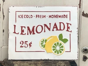 Lemonade Ice Cold ~ Embossed 18" x 14" Metal Sign~  Kitchen Cafe - Picture 1 of 7