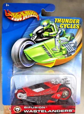 2003 Hot Wheels Thunder Cycles BIFUSION Wastelanders Red-Black w/Red Spoke Wheel - Image 1 of 4