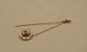 10K Gold Tri-Delta Delta Delta Delta Sorority Pin w/Large Trident Stick Pin 3.2g - Picture 1 of 7