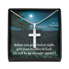 Scripture Card God Has Your Problems Cross Card Necklace w Stainless Steel Pend