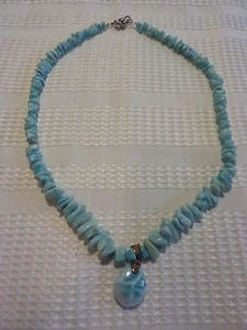 COLLANA AUTENTICA LARIMAR DELLA REPUBBLICA DOMINICANA 19" 46 GRAMMI - Foto 1 di 2