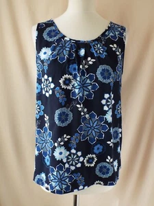 Redherring Top ~ Size 12 ~ Navy Blue White ~ Sleeveless ~ Zip Closure ~ 337 - Picture 1 of 5