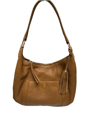 Isaac Mizrahi Genuine Leather Hobo Shoulder Bag Soft Brown Leather - Image 1 of 4