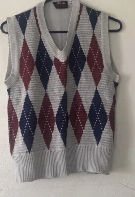 Chaleco Suéter Hallelujah Vintage Golf Grande Unisex Acrílico Argyle VER ESTADO Foto 1 de 4