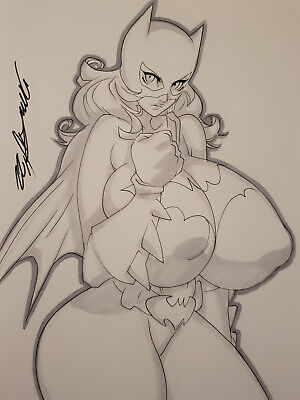 BATGIRL Batman Girl Sexy Busty Original Sketch Pinup - DaiKon Art • 12.86$