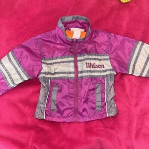Vintage Wilson Baby 18 Months Nylon Windbreaker Jacket Purple Gray Full Zip - Picture 1 of 11
