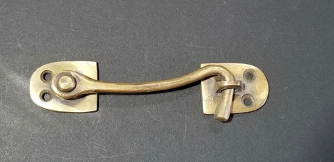 Solid Brass Cabinet, Door, Gate, Shutter, Window, Hook Latch Lock  4-1/2"w. #X25 Cover