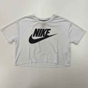 Nike Essential Crop T Shirt Womens Large Logo Crew Neck White AA3144-100 - Picture 1 of 10