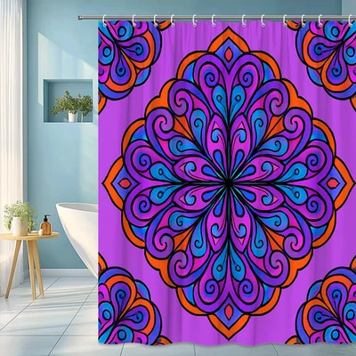 Cortina de ducha Mandala colorida para decoración de baño moderna Foto 1 de 4