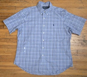 Camisa De Colección Años 90 Ralph Lauren A Cuadros Para Hombres XL Calce Clásico Manga Corta Con Botones - Imagen 1 de 6