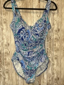 Blauer Paisley Einteiler Badeanzug für Damen Größe 16 - Bild 1 von 8