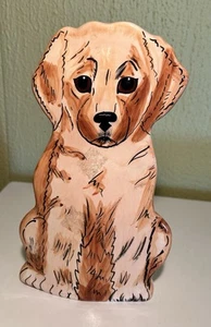 Dogs By Nina Lyman Ceramic Vase 8" Yellow Lab Dog Figurine Golden Puppy - Picture 1 of 9