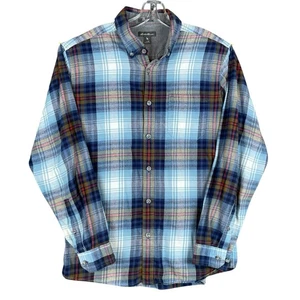 Eddie Bauer Lightweight Flannel Shirt Men’s M Multicolor Blue Plaid Long Sleeve - Picture 1 of 12