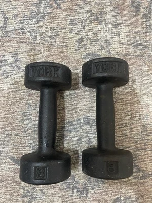 York Roundhead Vintage 8 lb. Juego de mancuernas par pre-USA Foto 1 de 4