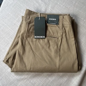 Bonobos Mens Size 34X30 Washed Chino Pants Straight Leg Cotton Mid Rise Tan NWT - Imagen 1 de 14