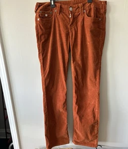 True Religion Straight Corduroy Pants Men's Size 32 (Fits 32x32) Burnt Orange - Picture 1 of 10