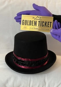 Charlie And The Chocolate Factory Willy Wonka Top Hat Gloves Golden Ticket - Picture 1 of 1
