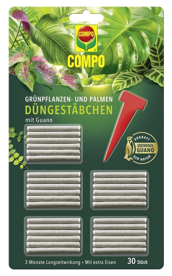 COMPO Grünpflanzen- und Palmen Düngestäbchen mit Guano 30 Stück - Bild 1 von 1