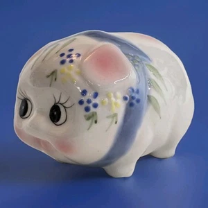VTG 50's Lefton Anthropomorphic Kitsch Blue White Ceramic Piggy Bank Japan MCM - Picture 1 of 14