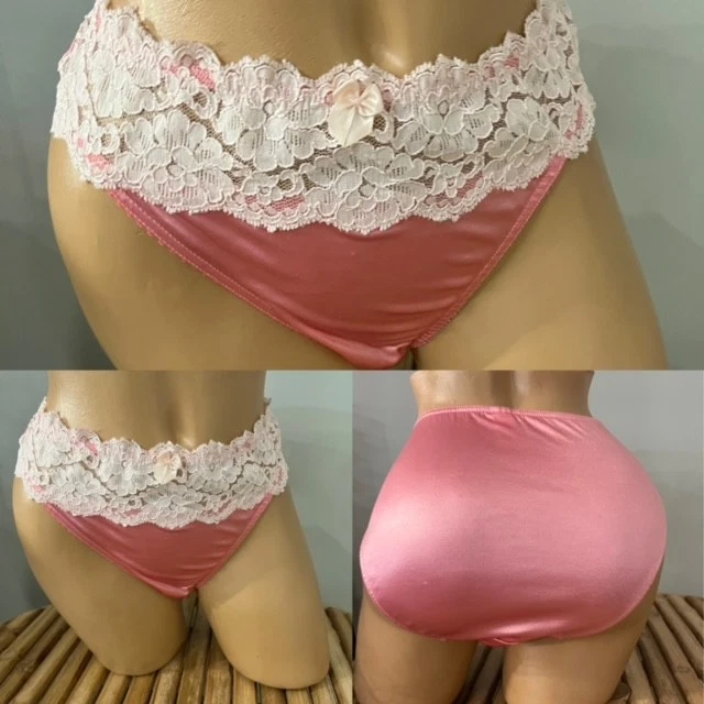 VINTAGE VICTORIAS SECRET SECOND SKIN SATINY STRETCH BIKINI PANTIES sz L - Image 1 of 1
