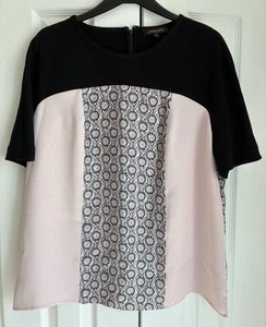 Jaeger Top, Size 14, Pink & Black, Silk & Polyester - Picture 1 of 8