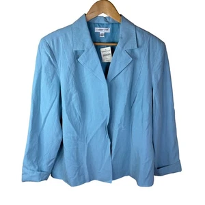 NWT Coldwater Creek Womens Blazer XL Silk Linen Blend Light Blue Open Office - Picture 1 of 6