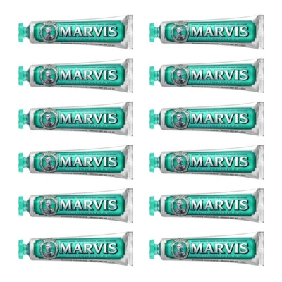 12pz Dentifricio Marvis Classic Strong Mint gusto menta piperita cura denti 85ml