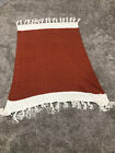 Nicole Miller Artelier White/Orange Knitted Decorative Throw Blanket 50"X60" O8