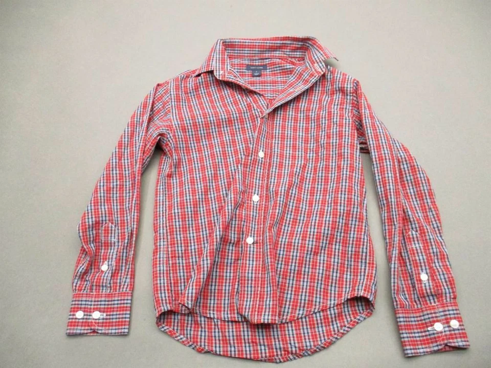 Camisa Tommy Hilfiger Talla 8 Niños Roja a Cuadros Algodón Manga Larga Abotonada 6G054 Foto 1 de 4