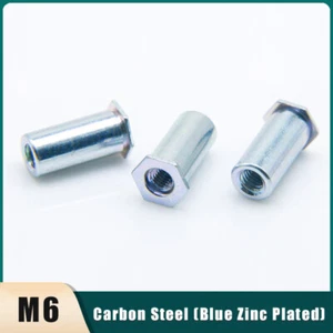 M6 Rivet Studs Self Clinching Riveting Nut Carbon Steel Zinc Plated Through Hole - Picture 1 of 17