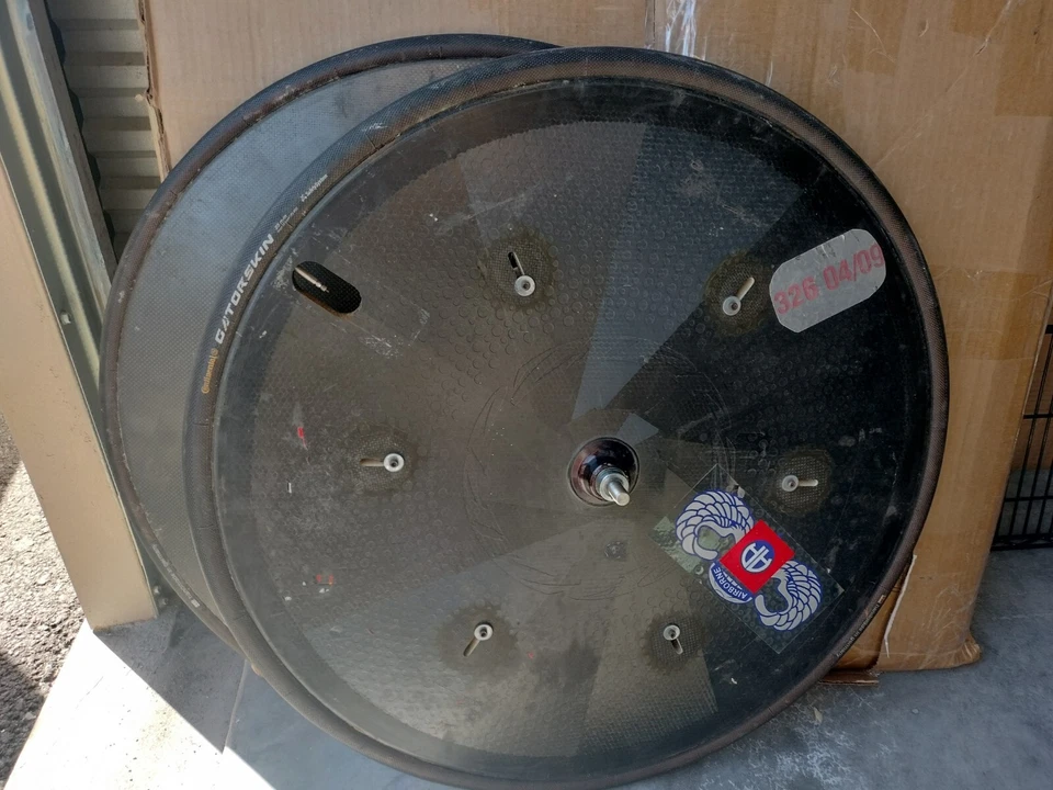 ¡ACTUALIZADO! - 2 RUEDAS Carbono Cremallera Tubular Oruga RUEDAS con Neumáticos USADAS. SILLA DE RUEDAS Foto 1 de 4