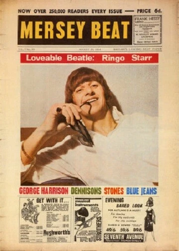 Poster The Beatles Mersey Beat Ringo Starr Liverpool Bands 1960s - Image 1 of 1