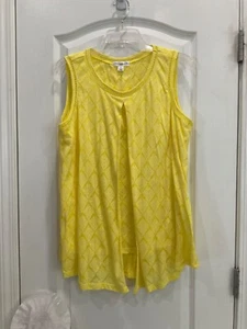 Studio JPR Pullover Blouse Sz L Bright Yellow Layered Front Back Sleeveless 135 - Picture 1 of 8