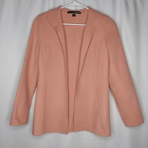 Linda Allard Ellen Tracy Wool Jacket Womens 4 Pink Wool Collar Open Long Sleeve - Picture 1 of 6