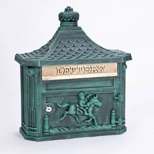 Large, Cast Aluminium, Lockable Mailbox in a verdigris & Brass Effect Finish  - Picture 1 of 1