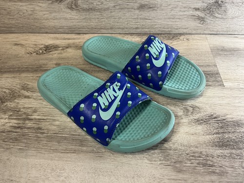 NIKE sandali donna Benassi stampa JDI verde e blu slide 618919 433 taglia 8