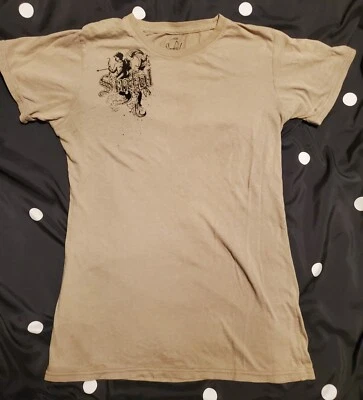 Vintage SINFUL  T-SHIRT Sz  L  Khaki  Skull  Sword Angels Wings Goth Grunge Y2K  - Image 1 of 4