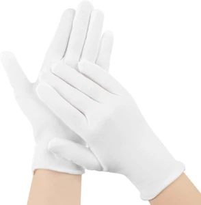3 Pairs White Cotton Gloves for Dry Hands Sleeping, Premium Moisturizing Gloves - Picture 1 of 12