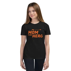 "Mom Is My Hero" Youth Short Sleeve T-Shirt - Picture 1 of 16