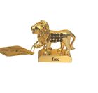 Figurine- Astrology  Zodiac  LEO  lion- 24K gold plated- red crystals