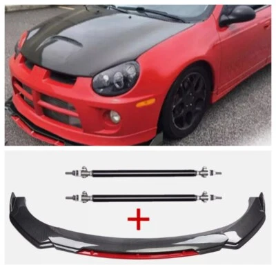 For Dodge Neon SRT-4 SXT RT Carbon Style Front Bumper Lip Splitter +Strut Rods Foto 1 de 4