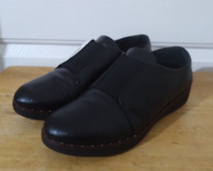 Fitflop Laceless Derby Sleek Black Leather Women's Comfort Shoes UK-7 EU-41