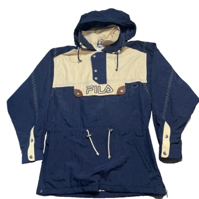 Chaqueta De Colección FILA Anorak Para Hombres Mediana Color Bloque Deletrecho Cremallera Capucha Años 80 Foto 1 de 4